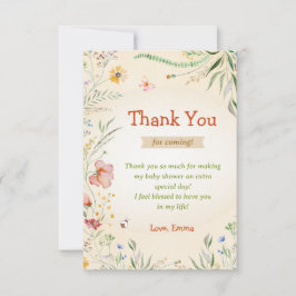 Tarjeta De Agradecimiento Invitado de Wildflower Bright Happy Baby Shower Sp