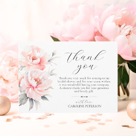 Tarjeta De Agradecimiento Invitados a la despedida de soltera con peonías ro