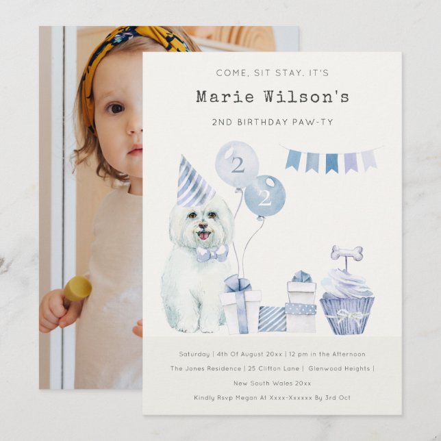 Tarjeta De Agradecimiento Invitan a Fiesta fotográfico de cumpleaños de cual (Anverso / Reverso)
