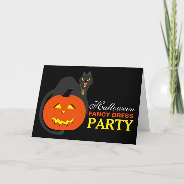 Tarjeta De Agradecimiento Invitan a un gato en la calabaza Halloween Fiesta  (Anverso)