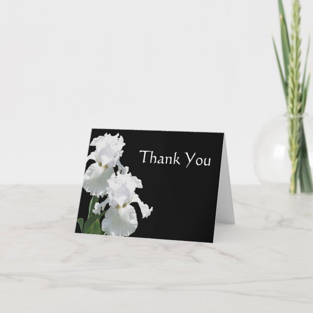 Tarjeta De Agradecimiento Iris blancos en negro (Anverso)