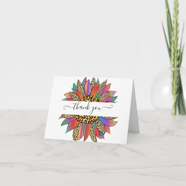 Tarjeta De Agradecimiento Iris y leopardo impresos personalizados gracias (Anverso)