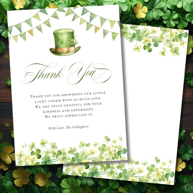 Tarjeta De Agradecimiento Irish St Patrick's Baby Shower Green Shamrock (Irish St Patrick's Baby Shower Green Shamrock Thank You Card)