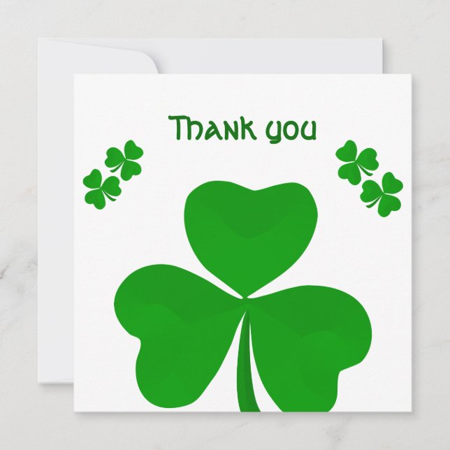 Tarjeta De Agradecimiento Irlandés Gracias Boda Compromiso Shamrock (Anverso)