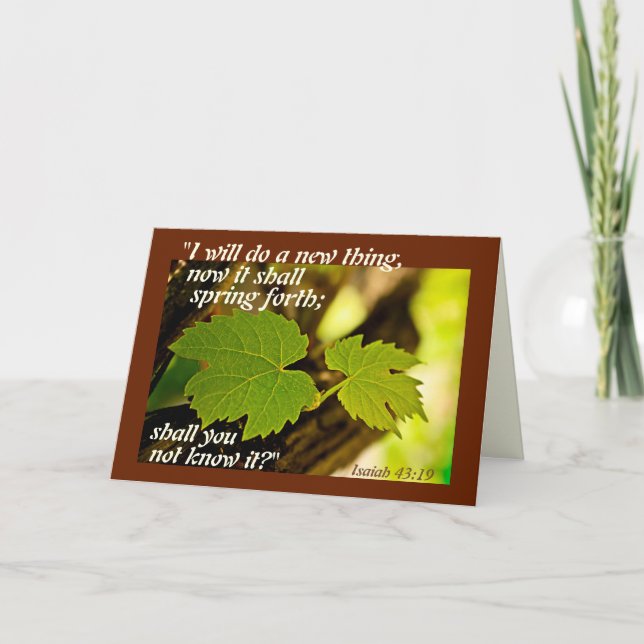 Tarjeta De Agradecimiento Isaías 43:19 Verso de la Biblia, haré algo nuevo (Anverso)