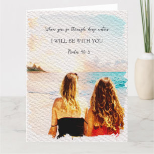 Tarjeta De Agradecimiento Isaías 43 2 Acuarela Vista al mar de madre e hija