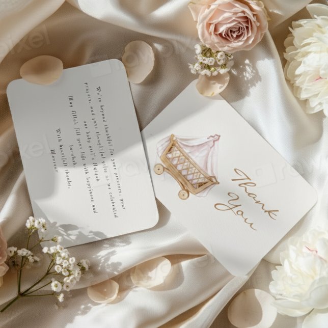 Tarjeta De Agradecimiento Islamic Baby Girl Aqiqah Thank You Card (Subido por el creador)