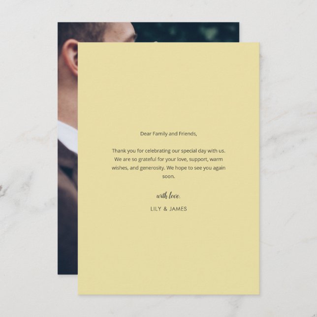 Tarjeta De Agradecimiento Island Citrus Yellow Wedding Photo Thank You Card (Anverso / Reverso)