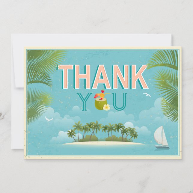 Tarjeta De Agradecimiento Island Resort Beach Destination Gracias (Anverso)