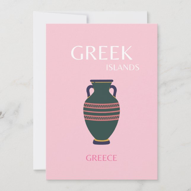 Tarjeta De Agradecimiento Islas griegas, Grecia, Preppy, Rosa (Anverso)