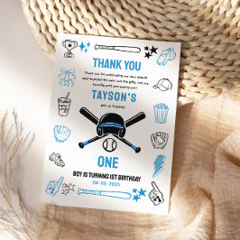 Tarjeta De Agradecimiento It’s Game Time Baseball 1st Birthday