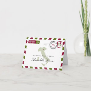 Tarjeta De Agradecimiento Italia Aeropostal Verde y Rojo Gracias