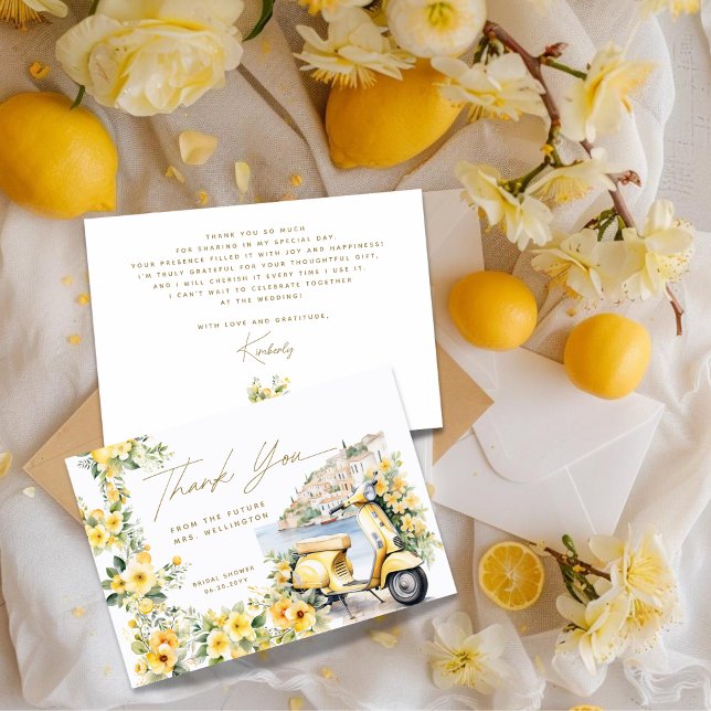 Tarjeta De Agradecimiento Italia italiana Positano Amalfi Vespa Bridal Showe (Subido por el creador)