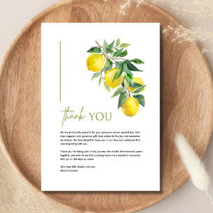 Tarjeta De Agradecimiento Italia Mediterránea Grecia Limón Vibrante Boda