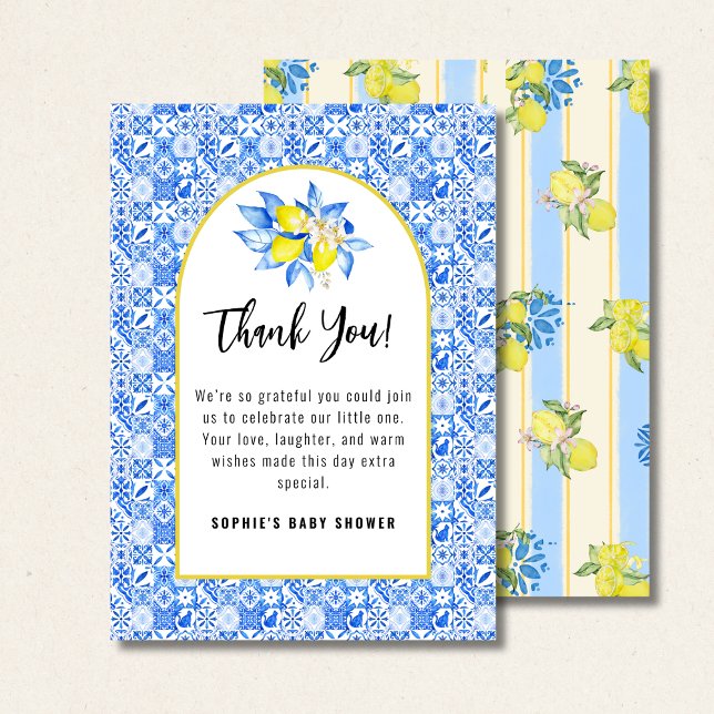 Tarjeta De Agradecimiento Italian Blue Tiles, Ciao Baby, Lemons square (Subido por el creador)