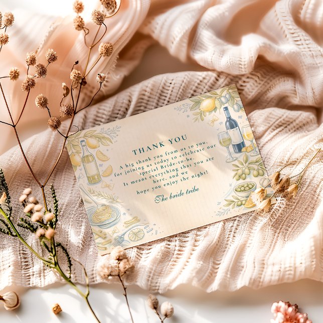 Tarjeta De Agradecimiento Italian Ciao Miss Bridal Shower (Subido por el creador)