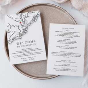 Tarjeta De Agradecimiento Itinerario de bienvenida de boda de Charleston en