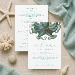 Tarjeta De Agradecimiento Itinerario de Bienvenida de Boda en el Acuario Ver