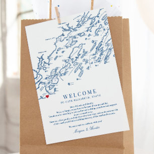Tarjeta De Agradecimiento Itinerario de bienvenida para boda en Cape Elizabe
