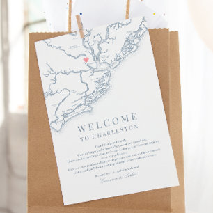 Tarjeta De Agradecimiento Itinerario de bienvenida para boda en Charleston S