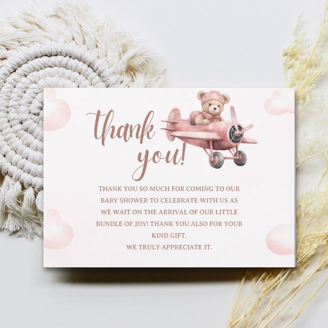 Tarjeta De Agradecimiento It's a Baby Girl, Pink Bear Party (Subido por el creador)