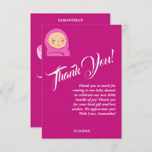 Tarjeta De Agradecimiento It's a Girl! Baby Shower Pink Modern.