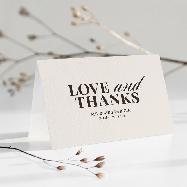 Tarjeta De Agradecimiento Ivory and Brown Neutral | Classic Luxe Wedding (Subido por el creador)