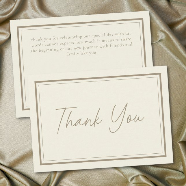 Tarjeta De Agradecimiento Ivory Cream Minimalist Frame Wedding (Ivory Cream Minimalist Frame Wedding Thank You Card)