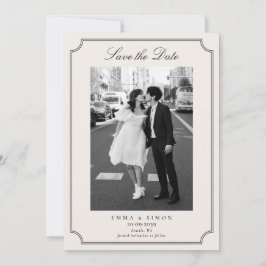 Tarjeta De Agradecimiento Ivory Elegant Frame Photo Save the Date