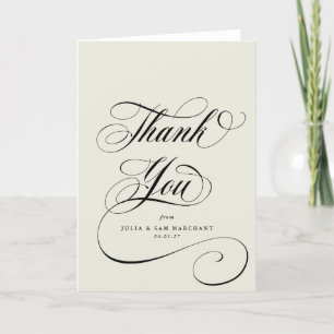 Tarjeta De Agradecimiento Ivory Elegant Script Blank Boda