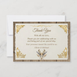 Tarjeta De Agradecimiento Ivory Gold Boho Floral Rústico Elegante Script