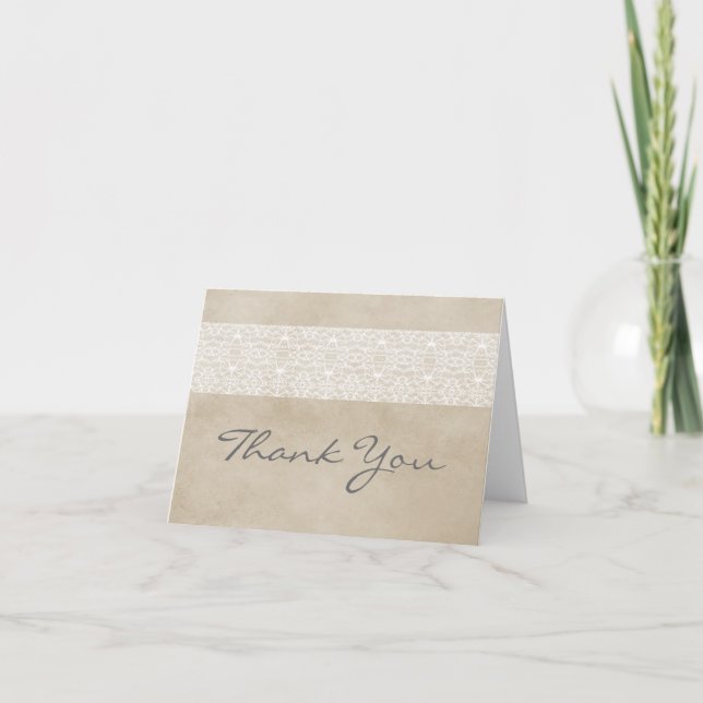 Tarjeta de agradecimiento Ivory Rustic Lace (Anverso)