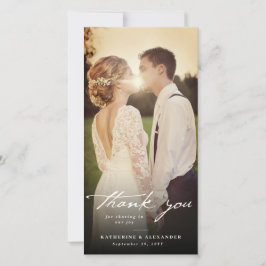 Tarjeta De Agradecimiento Ivory Vintage Handwriting Script 3 Photo Wedding