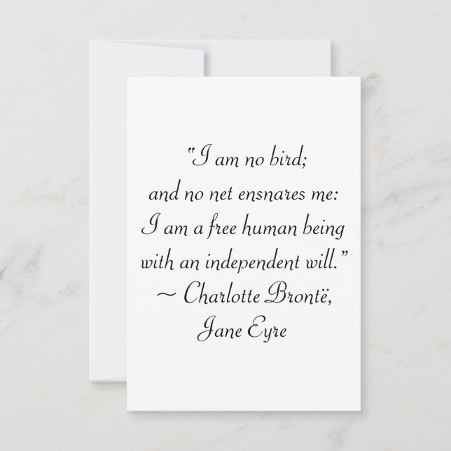 Tarjeta De Agradecimiento Jane Eyre No Soy Cita De Pájaro (Anverso)