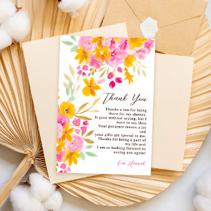 Tarjeta De Agradecimiento Jardín amarillo rosa floral acuarela despedida de