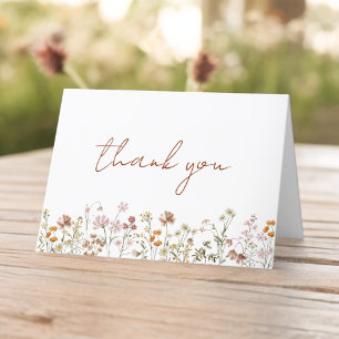 Tarjeta De Agradecimiento Jardín Boho Floral de Flores Silvestres para Despe