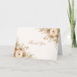 Tarjeta De Agradecimiento Jardín Boho Romántico Floral Acuarela Pampas