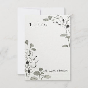 Tarjeta De Agradecimiento Jardín Botánico de Tinta Crane Lotus