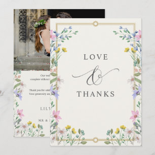 Tarjeta De Agradecimiento Jardín Campestre Flores Silvestres Floral Foto Bod