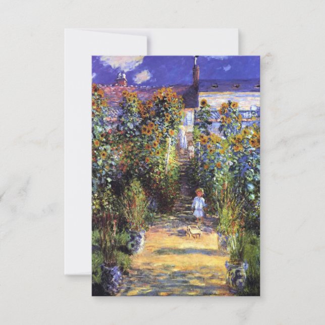 Tarjeta De Agradecimiento Jardín Claude Monet Verano Flores de girasol  (Anverso)