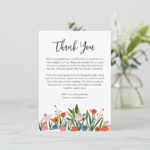 Tarjeta De Agradecimiento Jardín Colorido Floral Mensaje Personalizado Regal