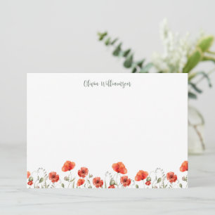 Tarjeta De Agradecimiento Jardín de Amapola Roja Floral Despedida de Soltera