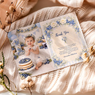 Tarjeta De Agradecimiento Jardín de bayas primero floral cumpleaños 1º