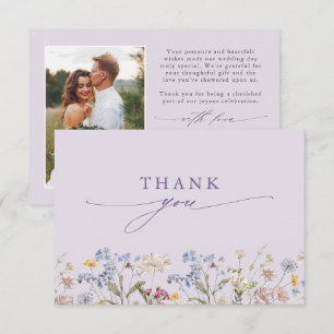 Tarjeta De Agradecimiento Jardín de bodas de pradera de flores silvestres de