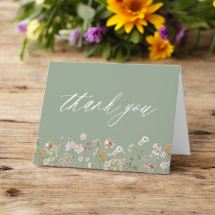 Tarjeta De Agradecimiento Jardín de Bridal Shower de Flores Silvestres Verde