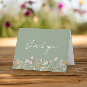 Tarjeta De Agradecimiento Jardín de Bridal Shower de Flores Silvestres Verde