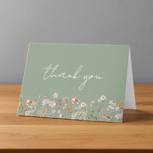 Tarjeta De Agradecimiento Jardín de Bridal Shower de Flores Silvestres Verde