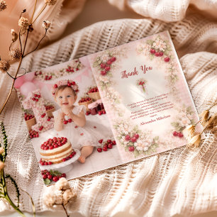 Tarjeta De Agradecimiento Jardín de Flor de Cerezo para Primer Cumpleaños