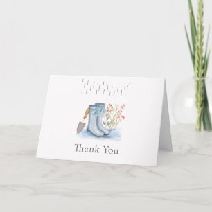 Tarjeta De Agradecimiento Jardín de flores Blue Bloom Botas de lluvia para b
