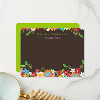 Tarjeta De Agradecimiento Jardín de flores de primavera colorido Ducha de no